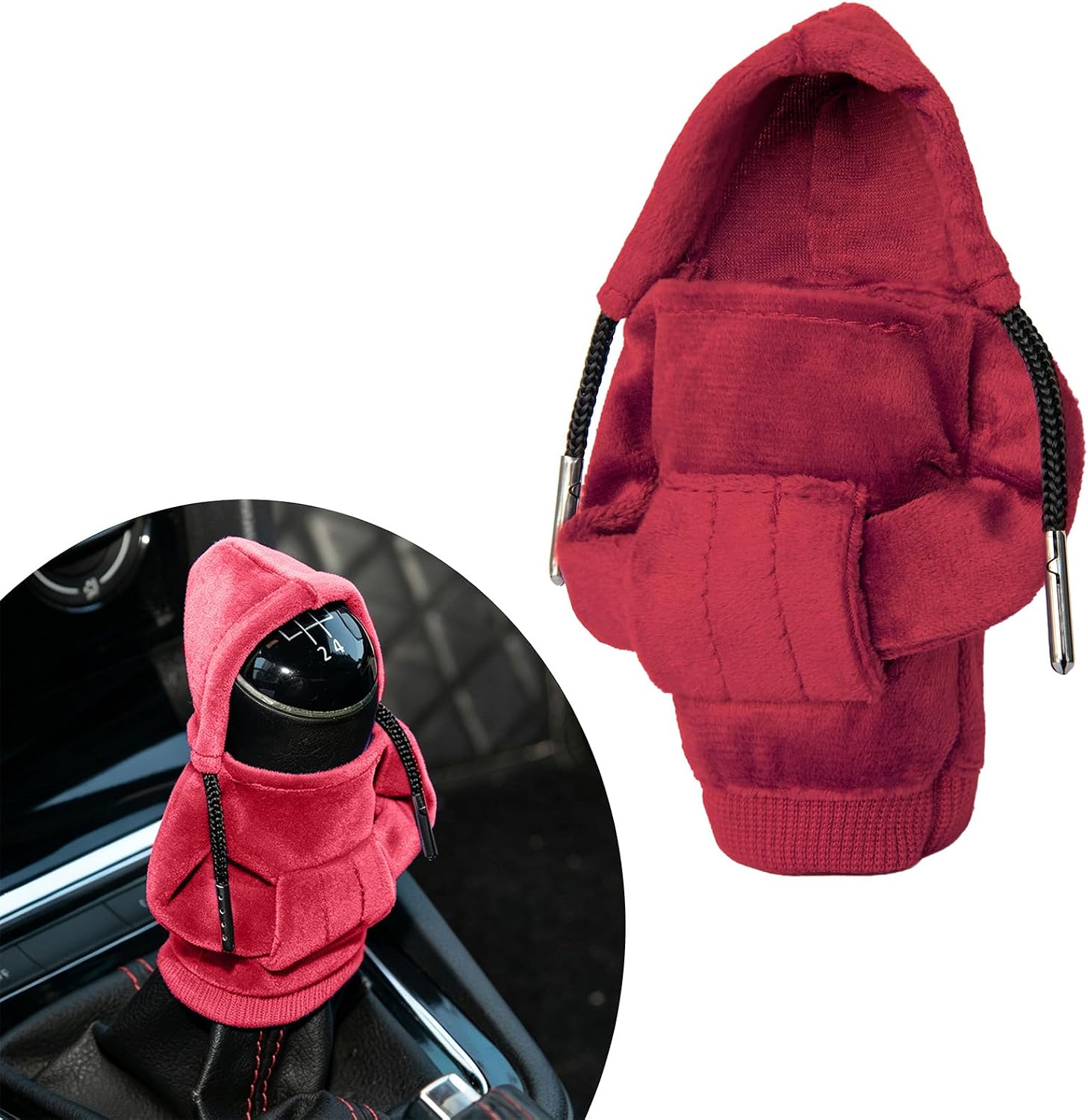 Red Hoodie Shift Knob Cover, Cute Protector for Auto & Manual Cars