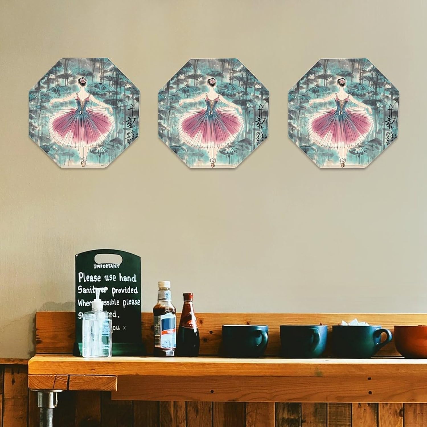 Ctagon Metal Sign for Home, Modern Display Plate for Kitchen, Classical Ballet Elegant Ballerina Plates Accent Hanging Wall Decorations 3PCS for Living Room, Bedroom, Hallway, Hotel