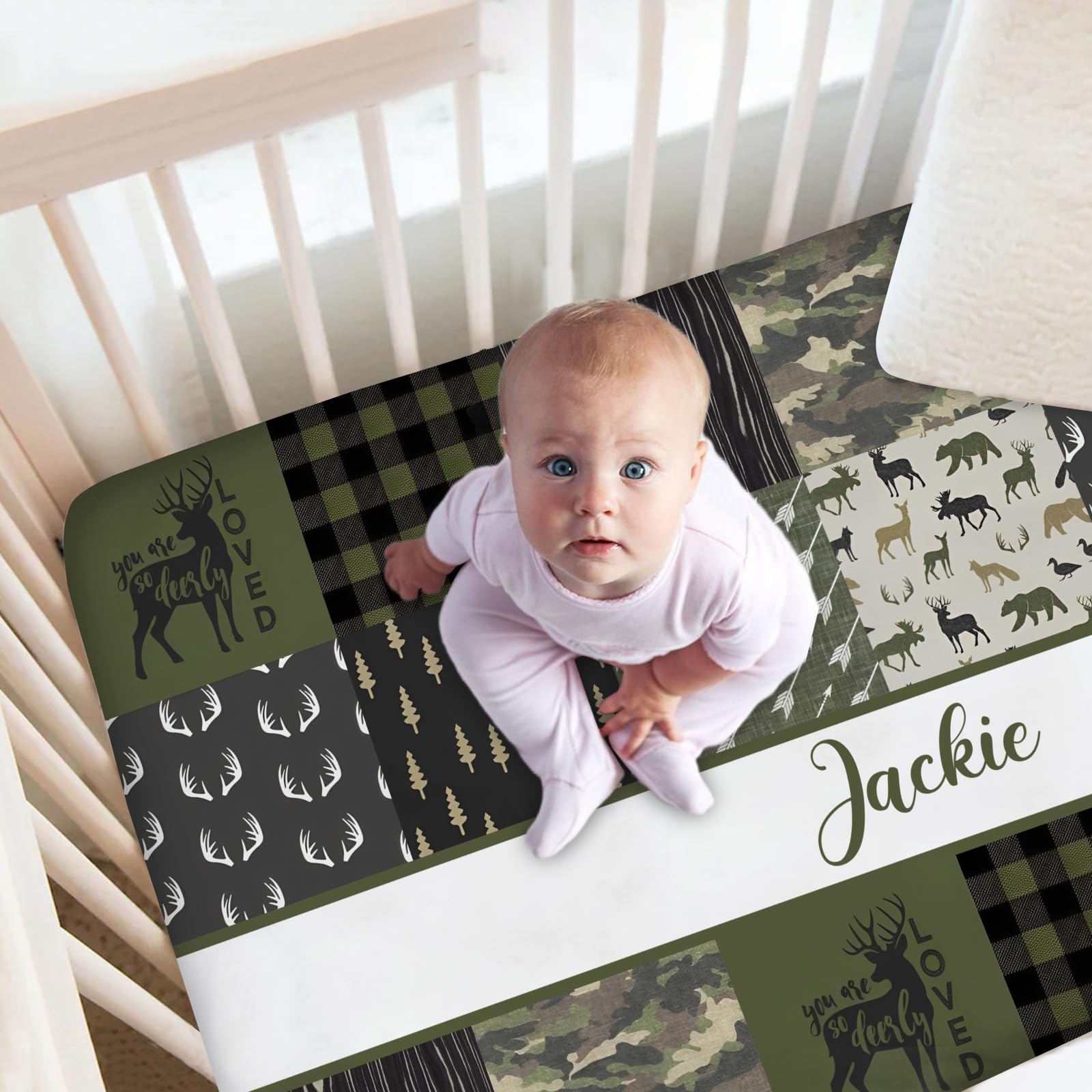 Crib Bedding Set Girl Deer, Baby Girl Crib Bedding Woodland, Pink