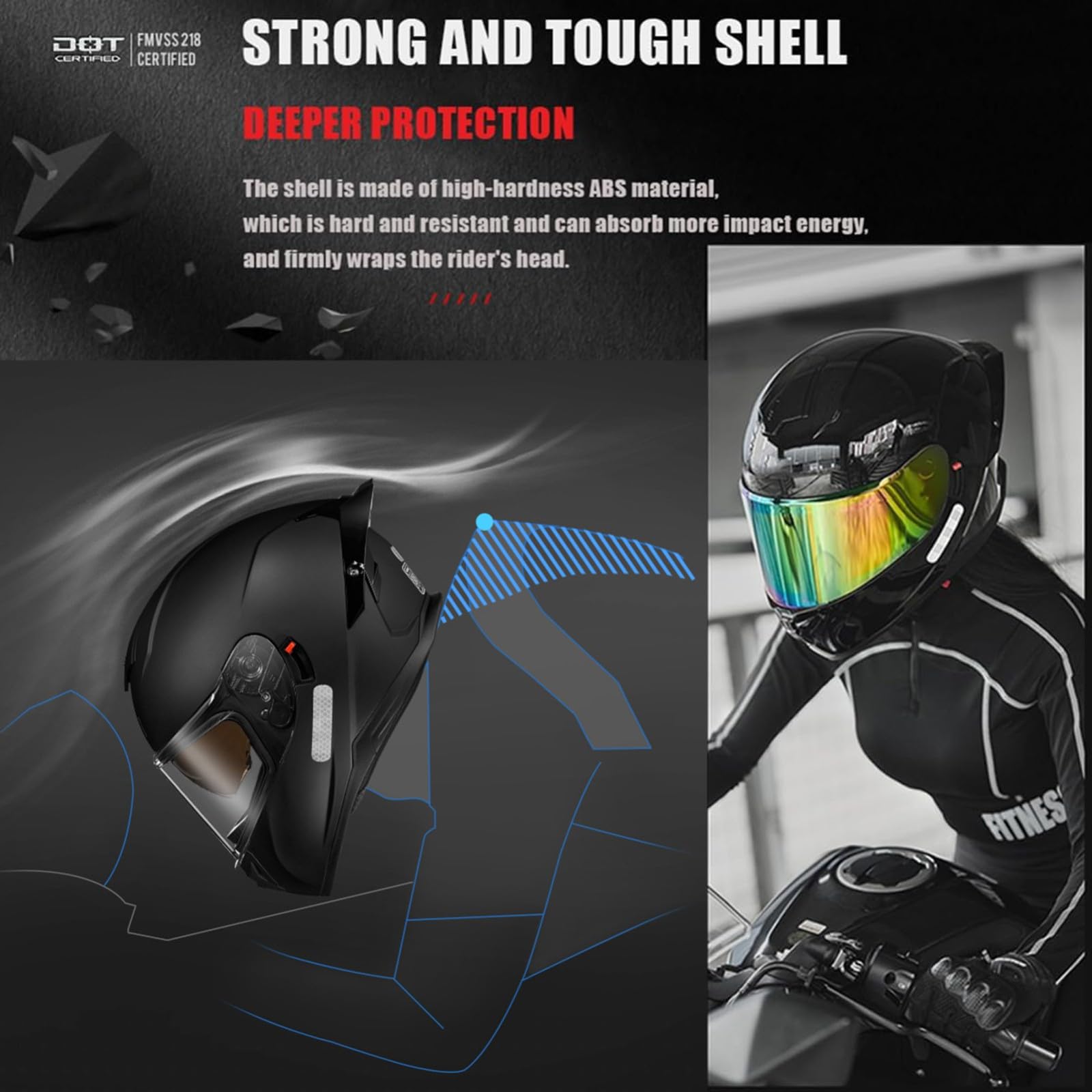 Kask motocyklowy Bluetooth z pełną twarzą dla dorosłych mężczyzn i kobiet, modułowy kask motocyklowy DOT, z mikrofonem, kask motocrossowy, ATV, dla dorosłych, mężczyzn i kobiet