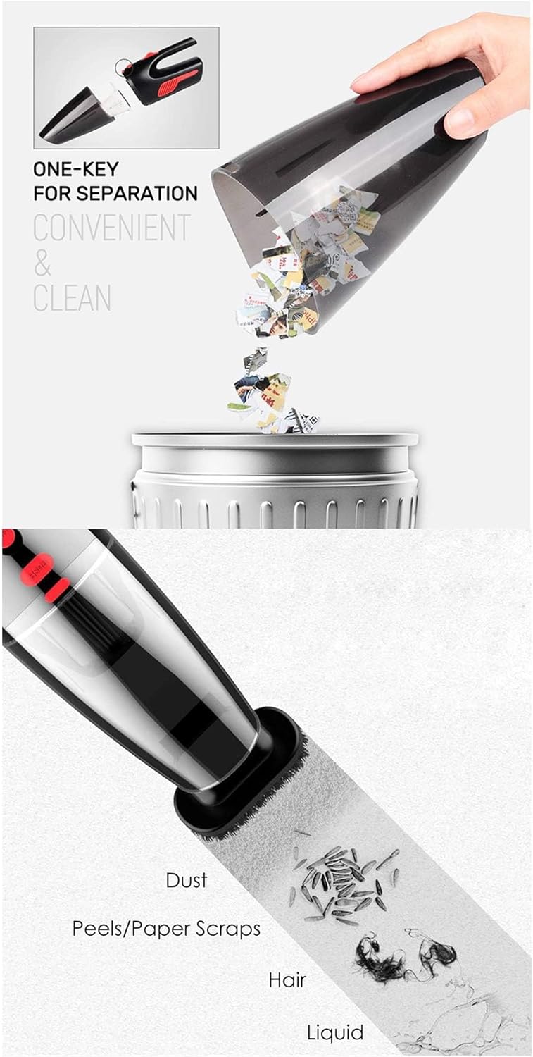 5000PA 120W Handheld Vacuum Cleaner, Corded Portable 2200mAh Rechargeable Low Decibel Wet Dry for Car Pet Hair Home Office, Strong Suction Car Vacuums Cleaner