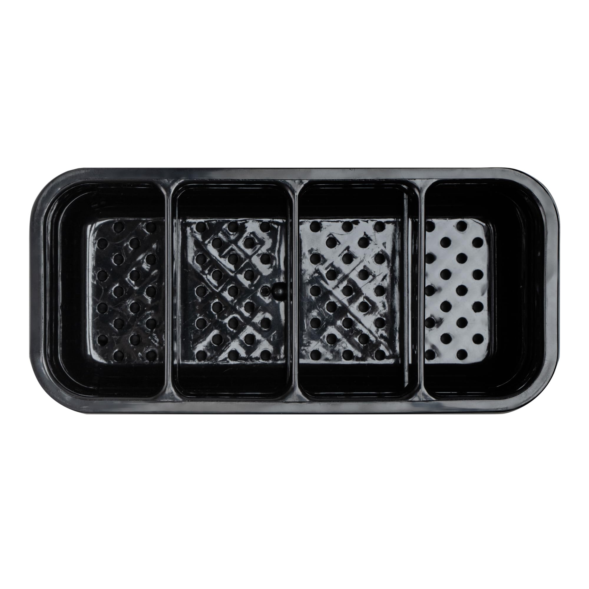 Restaurantware -Met Lux - Organizador de utensilios de 7.09 x 3.39 x 5.12 pulgadas, 1 organizador de utensilios con base pesada, 4 compartimentos, con bandeja de goteo, soporte para utensilios de