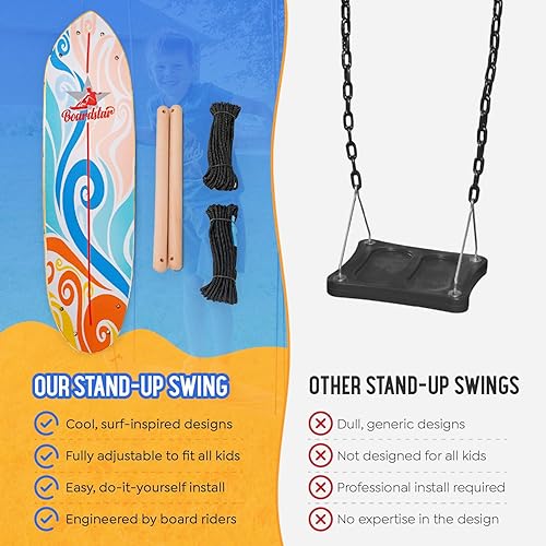Miniatura 4 de Surf Swing by Boardstar - Outdoor Stand Up Swing with Adjustable Handles with Surf Inspired Design