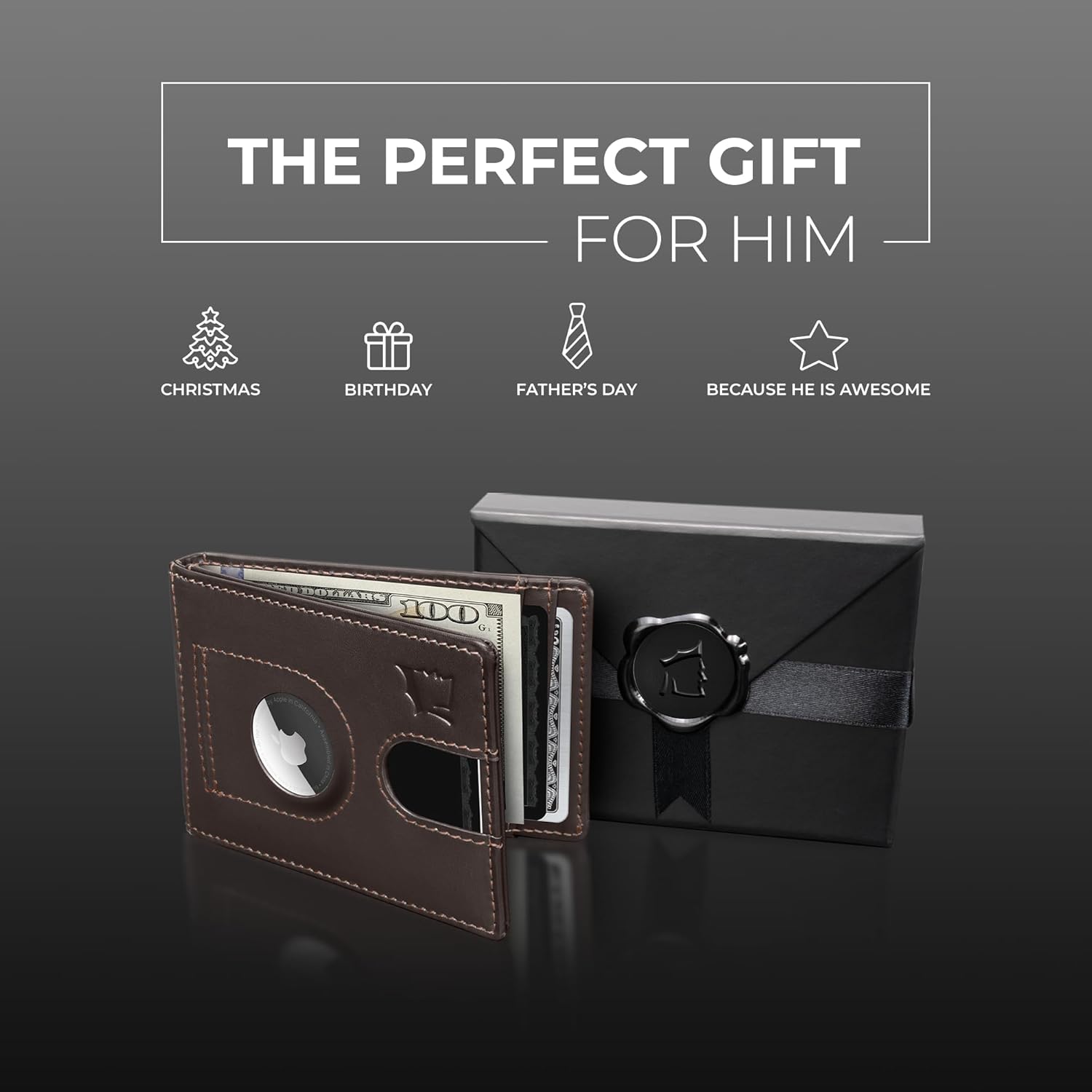 Kingly Trace Airtag Wallet for Men - Smart RFID Blocking Leather Wallet with Airtag Holder & Money Clip - Minimalist Trackable Design with Pull Tab - Secure Wallets - Image 5