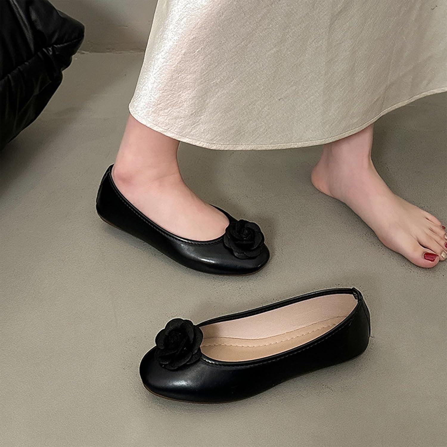 Ladies Casual Round Toe Bow Flat Shoes Lightweight Work