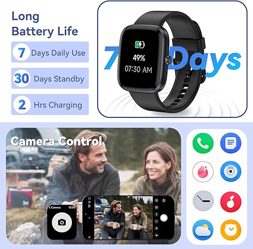 Miniatura 7 de DAVIKO Reloj podómetro, no requiere aplicación/teléfono, pantalla de 1.83 pulgadas, relojes inteligentes con podómetro, calorías y contador de