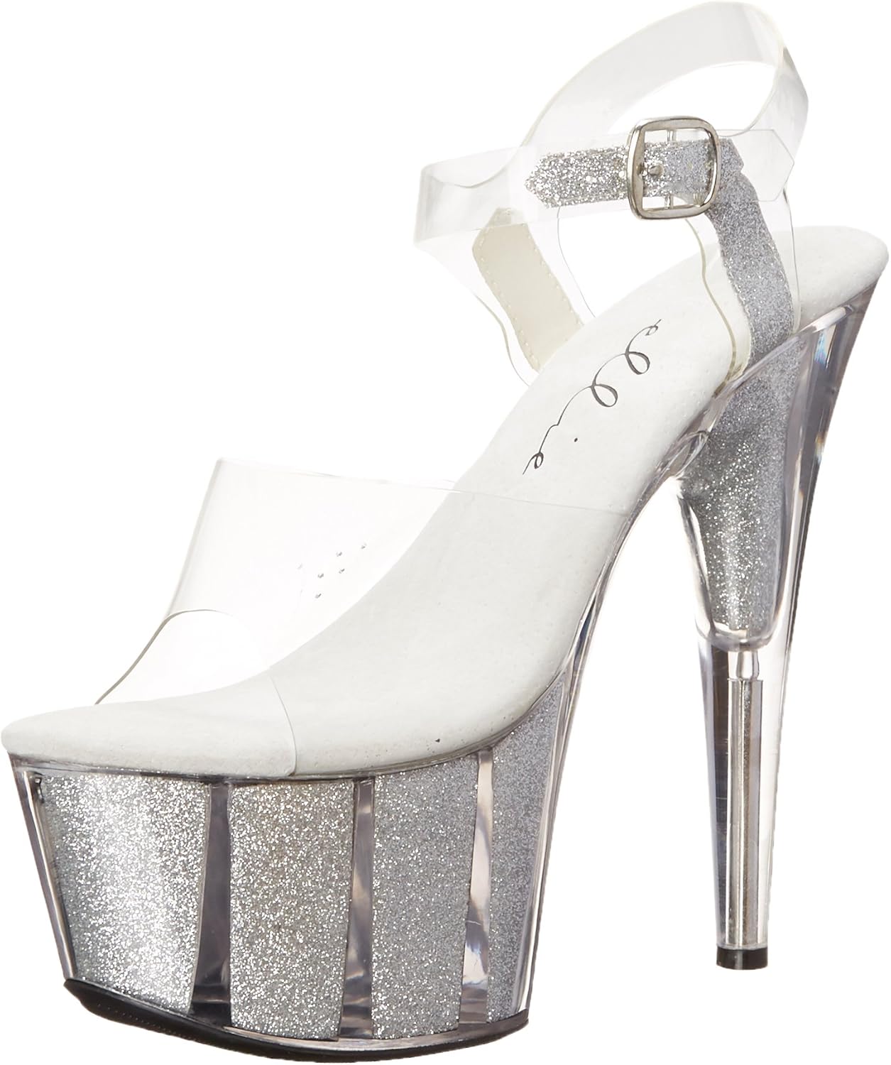 Ellie Shoes Women's 709-Glitter Platform Sandal, Silver, 9 M US