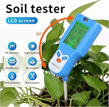 Soil Analyzer, 6 In 1 Soil Tester PH Temperature Humidity Sunlight Air Moisture Nutrient Fertility Meter Soli Detector Gardening Tool