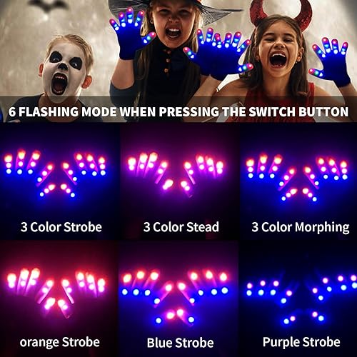 Miniatura 2 de 4 Pairs LED Gloves Light up Gloves for Kids Girls Boys Toys Age 3-12 Years Old Cool Fun Toys Gifts for Easter Birthday Carnival Party Christmas