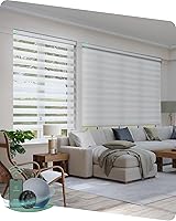 Vista 1 de Yoolax - Persianas de rodillo motorizada inteligente, estilo cebra, para ventanas 80% de sombreado - Blanco