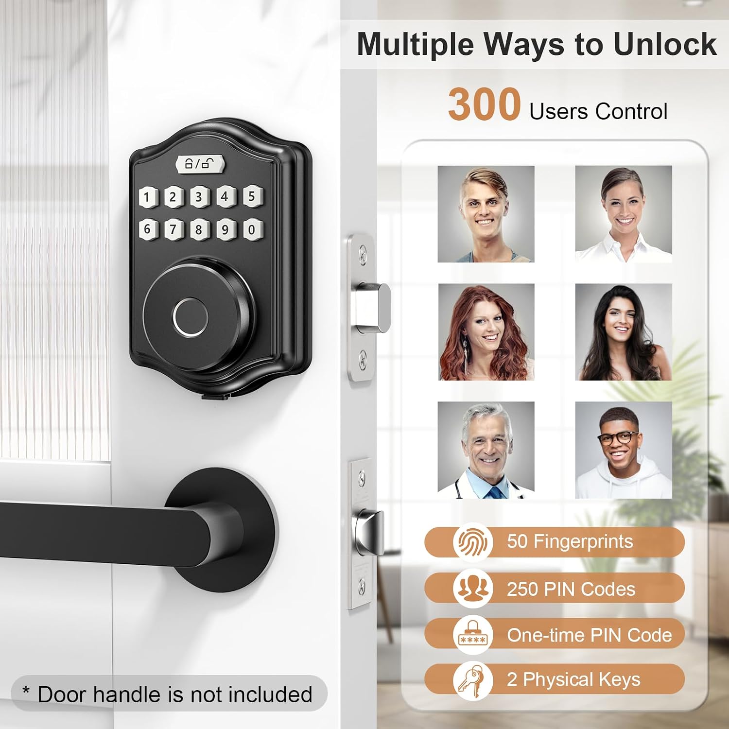 Multiple ways to unlock the 52HZ G10 Pro door lock
