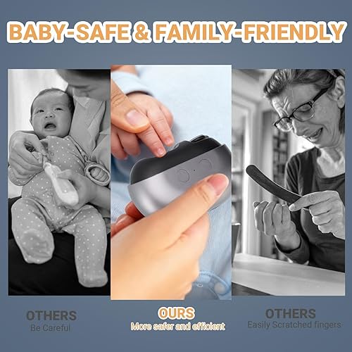 Miniatura 5 de Cortaúñas eléctrico, 3 en 1 con lima, chip automático de uñas con almacenamiento, luz LED recargable por USB, engranajes de 2 velocidades, kit de