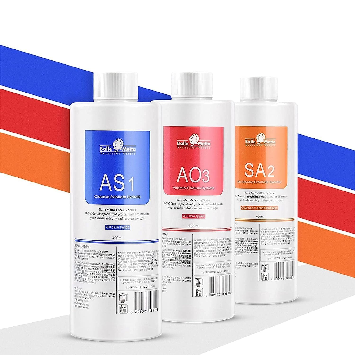 AS1 SA2 AO3 Aqua Peeling Solution Skin Care Aquapeel Serum for Facial Dermabrasion Machine Cleansing and Moisturizing 400ml/14.1Fl.oz Set of 3 Bottles AS1 Elitzia ETAS01