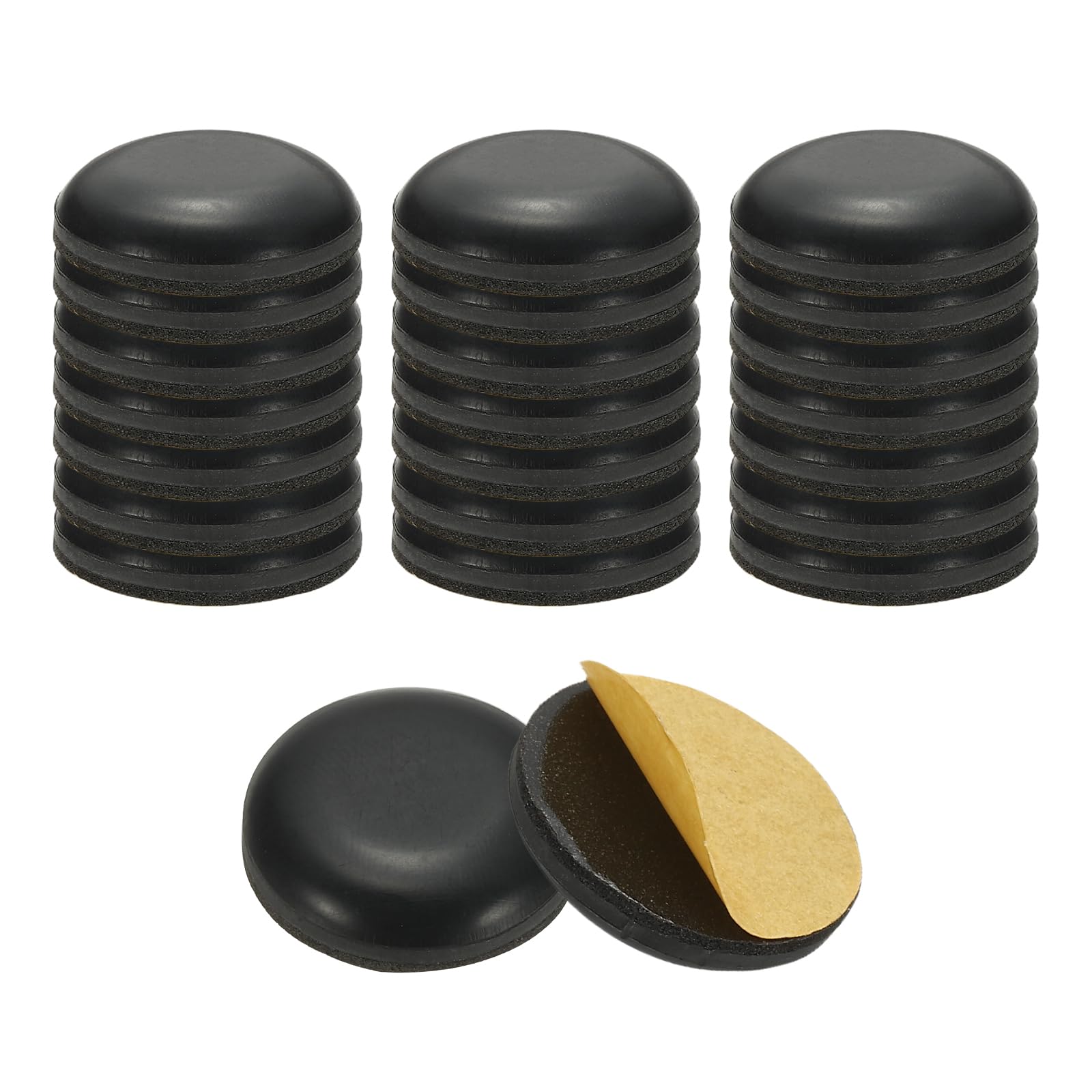 sourcing map 24 Pcs Stick Furniture Sliders, 22mm(7/8") Chair Slider Furniture Sliding Pads Round Reusable Glides Glider for Carpeted Tile Vinyl Hardwood Floors Moving Protectors, Black