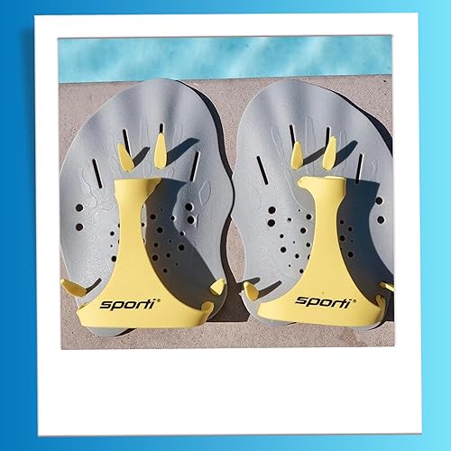 Miniatura 8 de Sporti - Palas de mano para natación - Palas de natación ligeras, correas ajustables de silicona