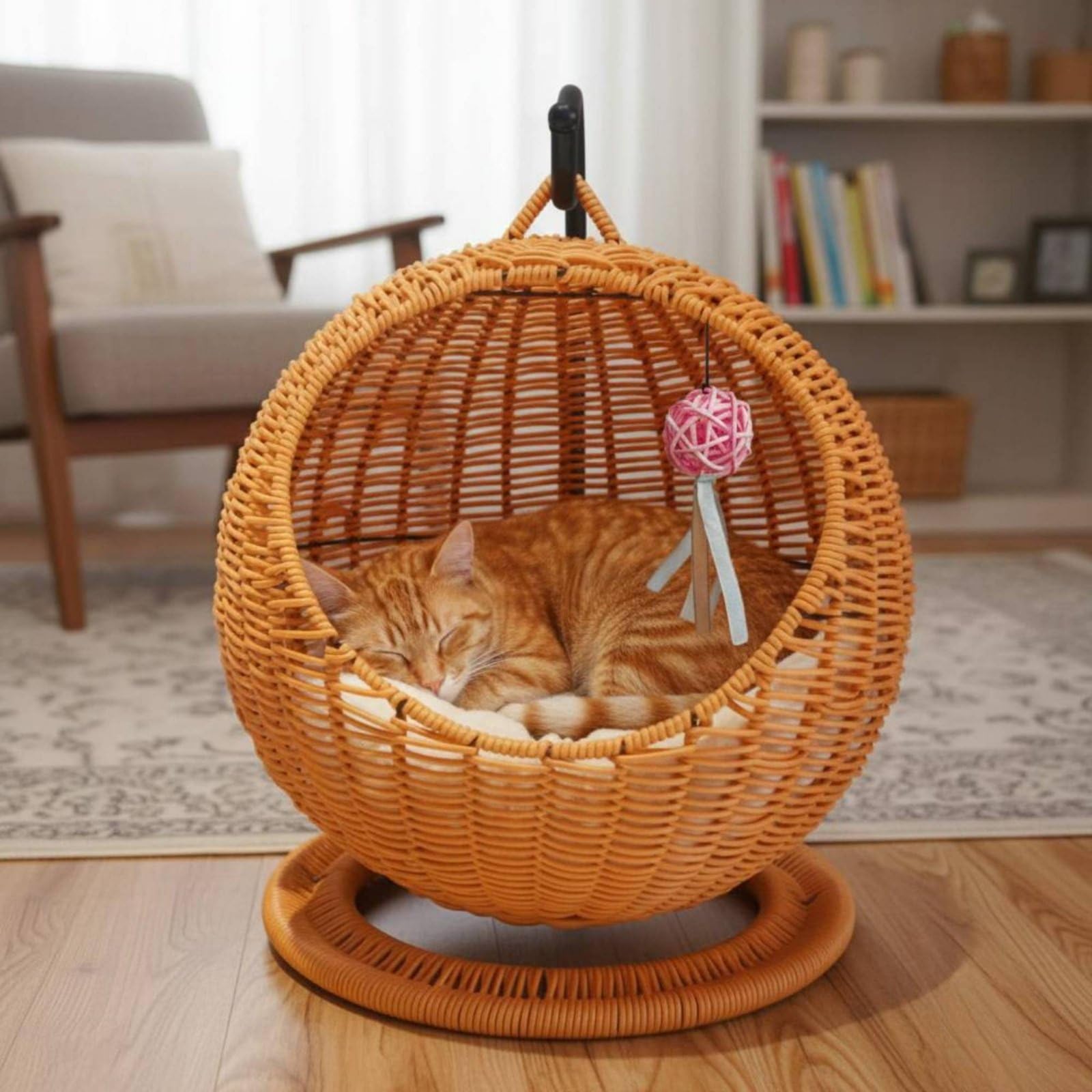 Amaca per Gatti Letto Gatto Cuccia Gatto Cesta Gatto con Struttura Robusta in Metallo Cestino Sospeso Traspirante Adatta per Casa Salotto Finestra Luminosa, Apricot
