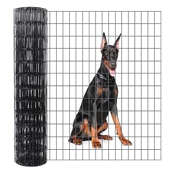 Black PVC Coated Welded Wire Fence, Welded Wire Fence, 3ft50ft PVC Wire Fencing for Dog, 2 Inch X 3 Inch 16GA, Garden Border Fencing Roll Vinyl Coating Metal Wire Mesh