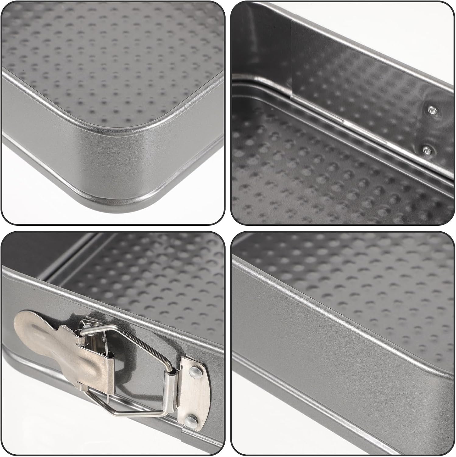 Luxshiny 3pc Three Piece Square Live Buckle Non Stick Cake Pan Set