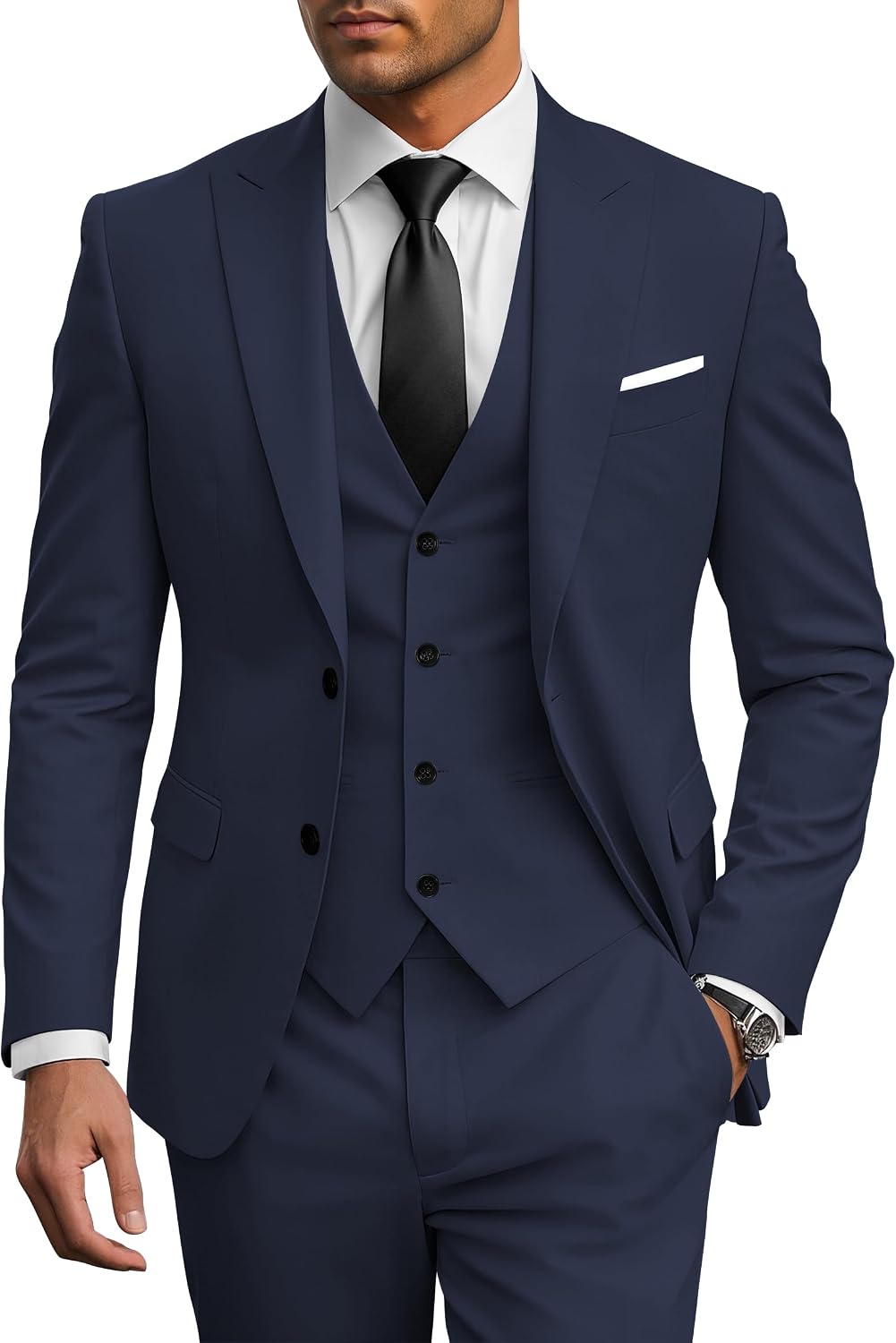Wangyue Men's Suits 3 Piece Slim Fit Wedding Suits for Men Formal Business Suit Party Prom Tuxedo