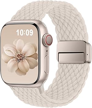 Higgs Geflochtenes Armband Kompatibel mit Apple Watch 40mm 41mm 42mm 38mm Damen Herren, Magnetisch Verschluss Elastisch Stoff Sport Nylon Armbänder für iWatch SE 3/2/1 Series 11 10 9 8 7 6 5 4 3 2 1