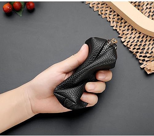 Miniatura 3 de Auony Funda unisex de cuero genuino para llaves con llavero y cremallera, Negro -