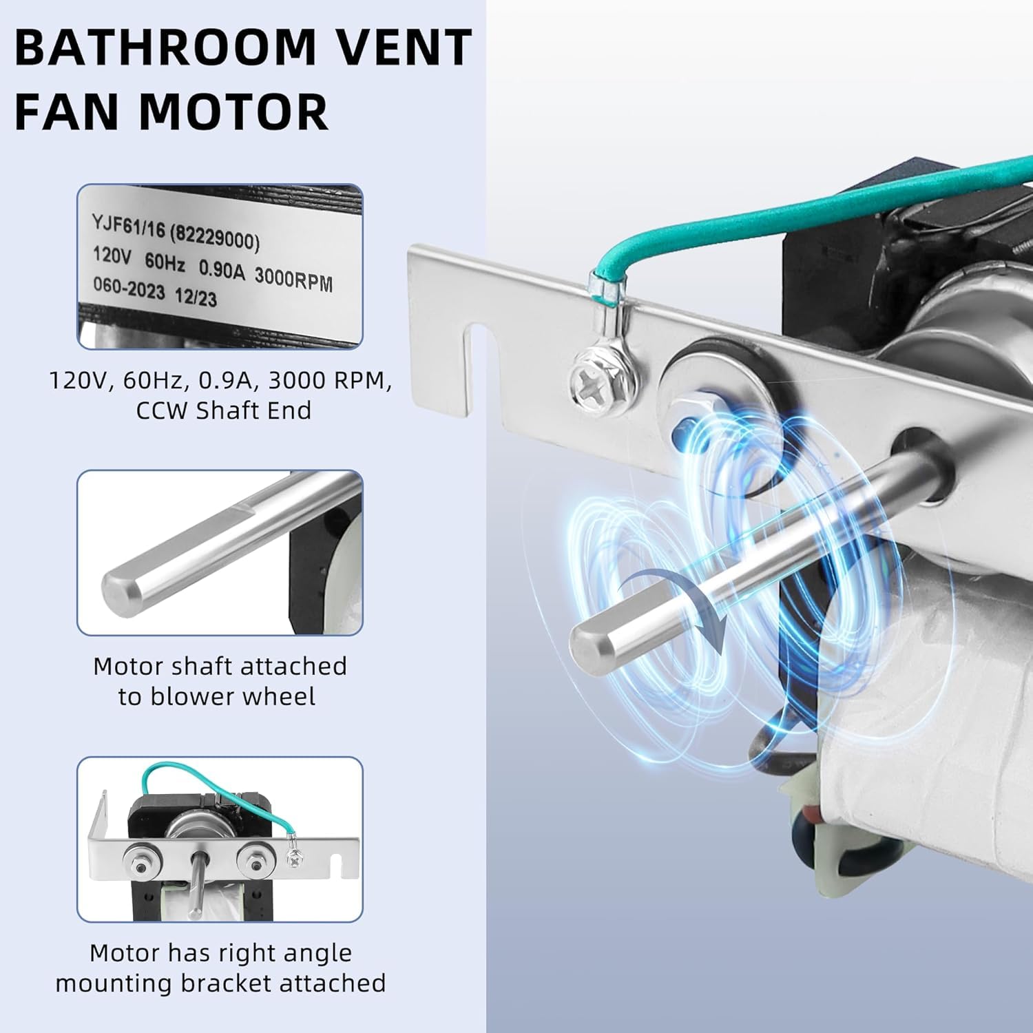 2 Pack 82229000 S82229000 Bathroom Exhaust Fan Motor Replacement Compatible with Bro-an Nu-Tone 9415 9415F 9415H 9415N 9425, Replaces C-82230 68627000 K7895, 120V 60Hz 0.8A 3000 RPM CCW by Fetechmate