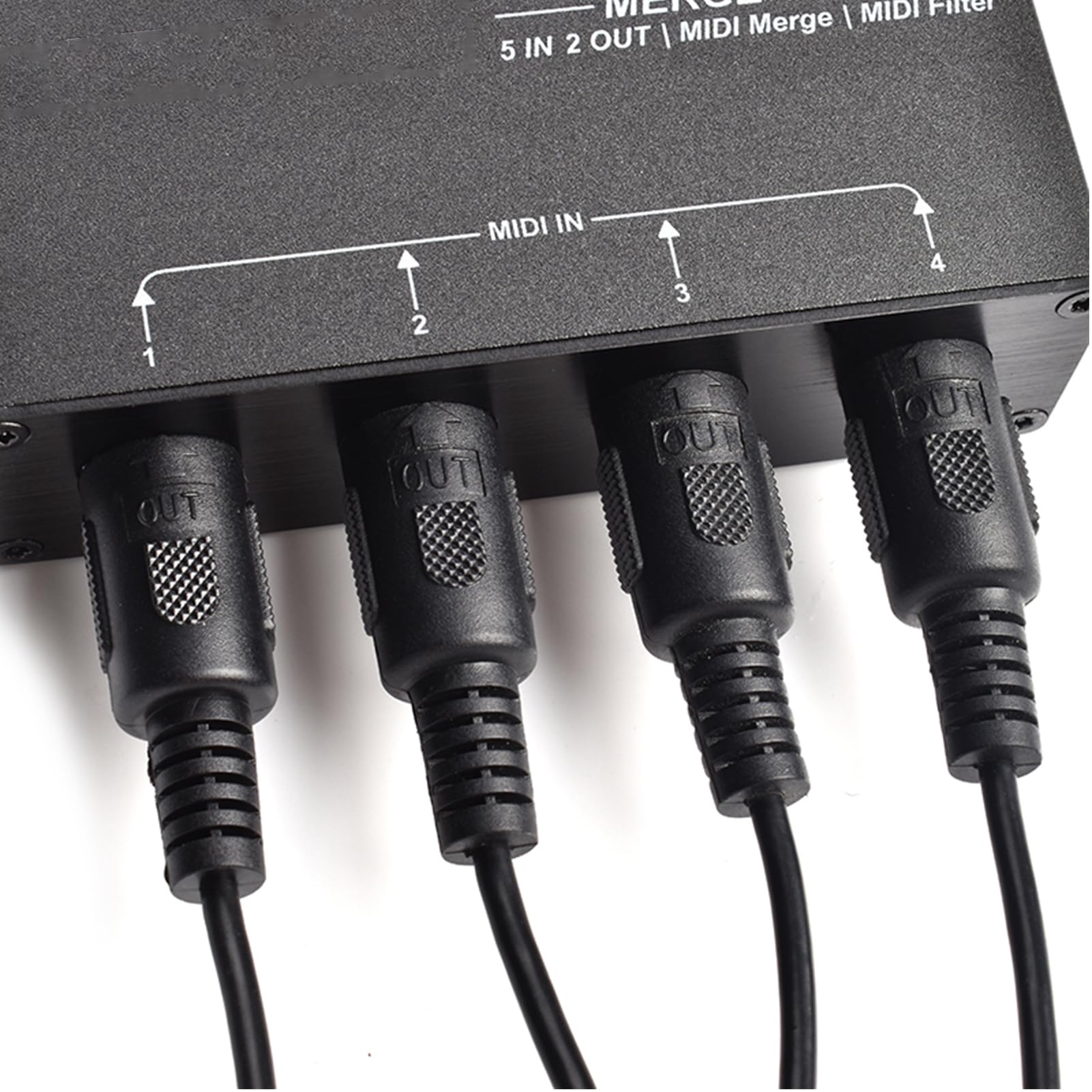 Convertitore Splitter MIDI Avanzato Box Host MIDI USB per Sintetizzatore Tastiera Pianoforte Elettronico, 5 Ingressi e 2 Uscite, Lega di Alluminio, Nero