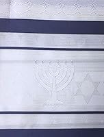 Vista 2 de Menorah Conjunto Tallit Azul Marino
