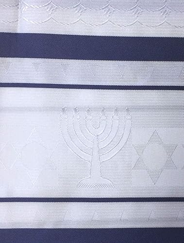 Vista 2 de Menorah Conjunto Tallit Azul Marino