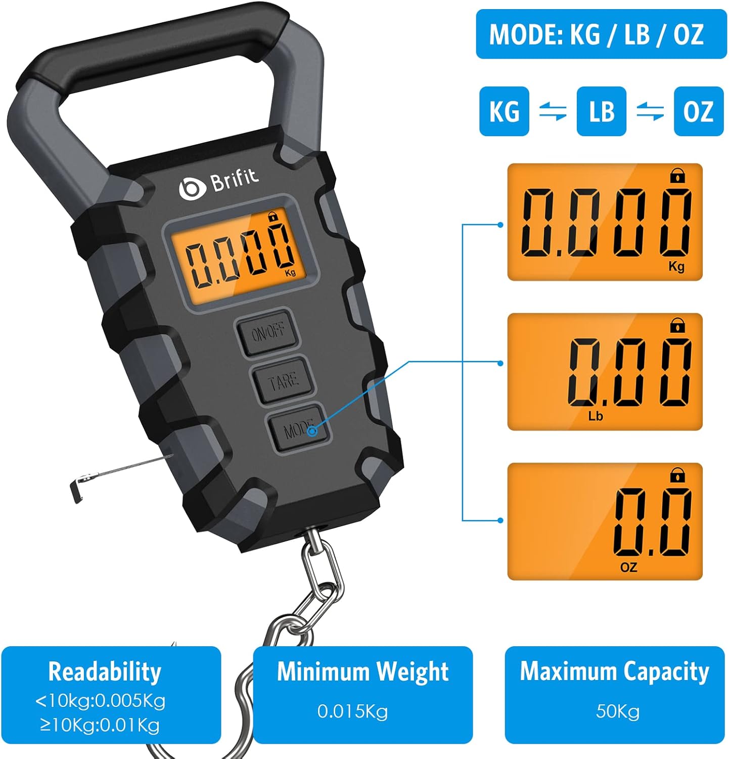 AMIR Fish Scale Digital Weight with Lip Gripper and Measuring Tape, Digital Luggage and Fishing Scale 110lb/50kg Weight Limit, Portable Electronic Hanging Scale, Black : Sports & Outdoors