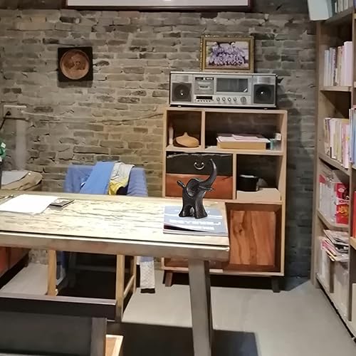 Miniatura 6 de BRASSTAR Hierro fundido 3.5 '' elefante estatua peso lindo animal estatuilla grandes orejas escritorio oficina decoración del hogar TQGJPT165