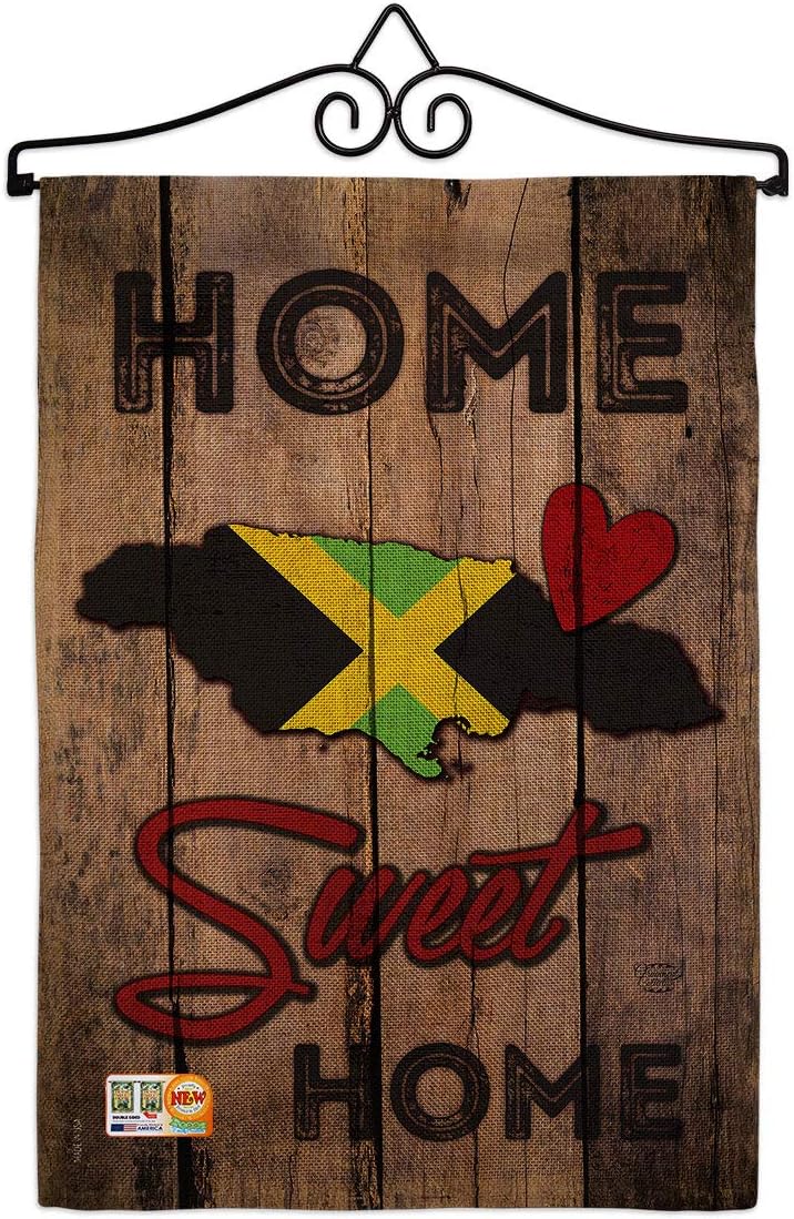 Country Jamaican Hogar Dulce Garden Flag Set Wall Holder Regional Nationality Nation International World Particular Area Small Decorative Gift Yard House Banner Double-Sided Made In USA 13 X 18.5