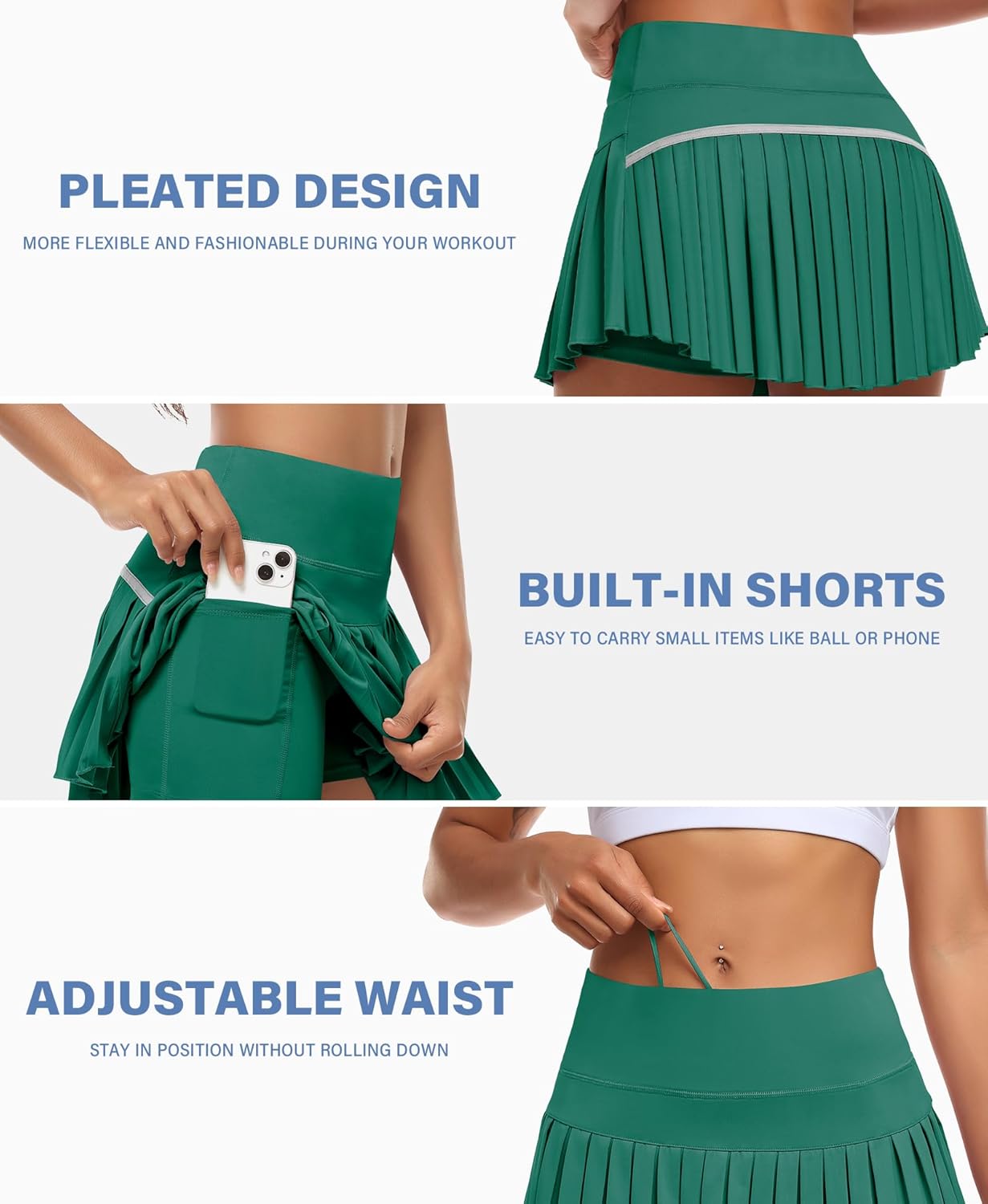JoyGirl Womens Pleated Tennis Skirt with Shorts High Waisted Golf Skort Mini Skirt Workout Skirt Athletic Skorts with Pockets - Image 4
