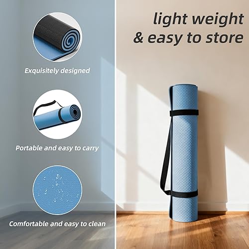 Miniatura 4 de Esterilla de yoga grande de 2.953 x 1.575 x 0.394 in (25 pulgadas), extra gruesa y ancha, TPE respetuosa con el medio ambiente, alfombrilla de