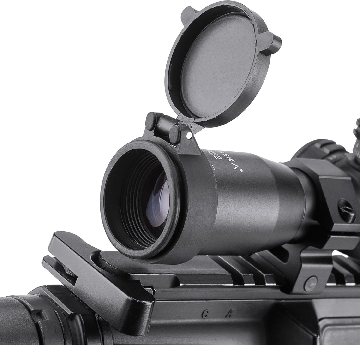 Barska Compact Rifle Scope with Red/Green Illuminated Mil-Dot Reticle – Side Rheostat, Sunshade, Flip-Up Caps, External Turrets, Waterproof/Fogproof