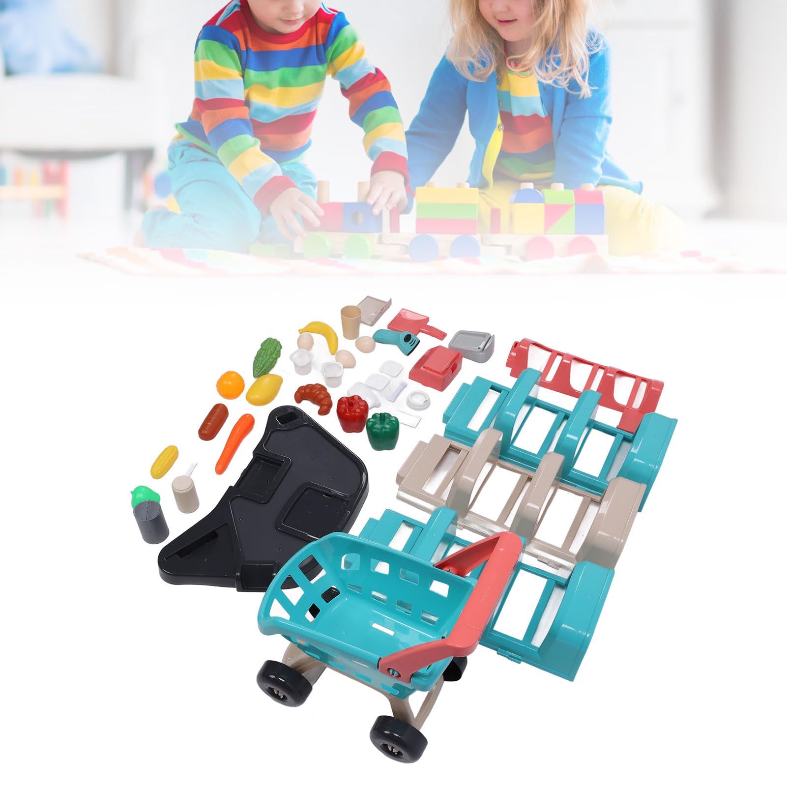 Set da Supermercato per Bambini con Effetti Sonori e Luminosi Realistici per Giochi Fantasiosi con Giocattoli del Carrello della Spesa per Ragazzi e Ragazze, Realizzati in ABS