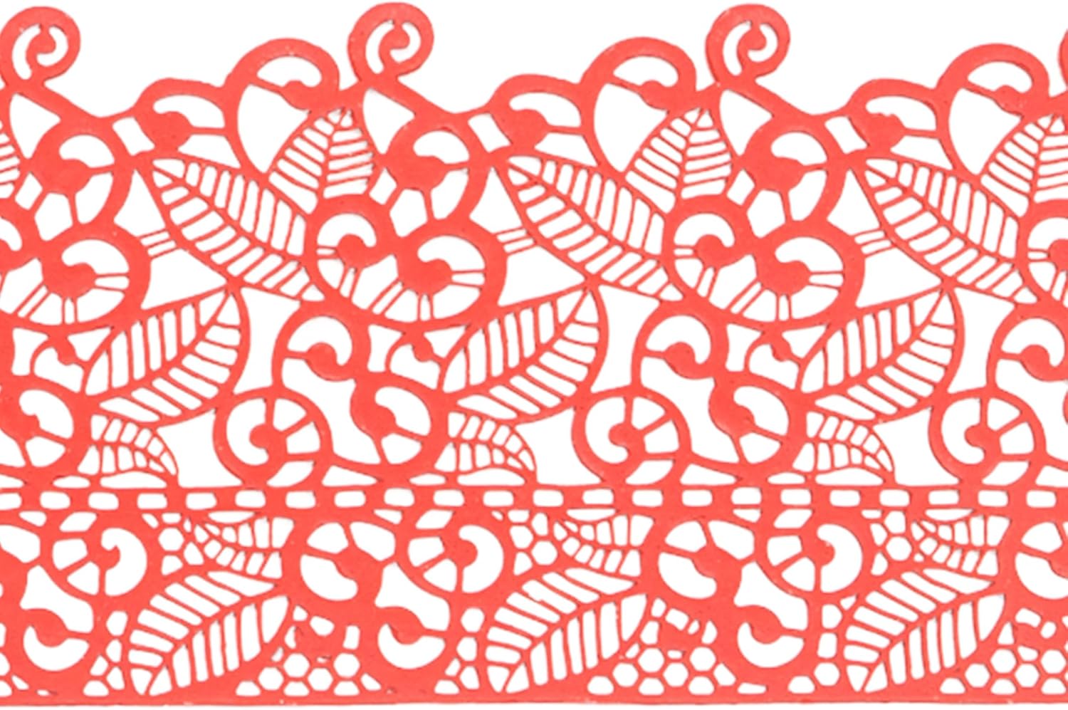 Large Pre-Made Ready to Use Edible Cake Lace Leaf Scroll Red 14-inch 10-piece Set