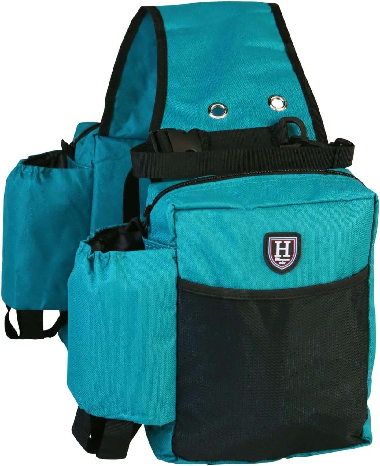 Harrison Howard Equestrian Western Saddle Bag Nylon Water Bottle/Gear Carrier Convenient Saddle Bag Dark Teal