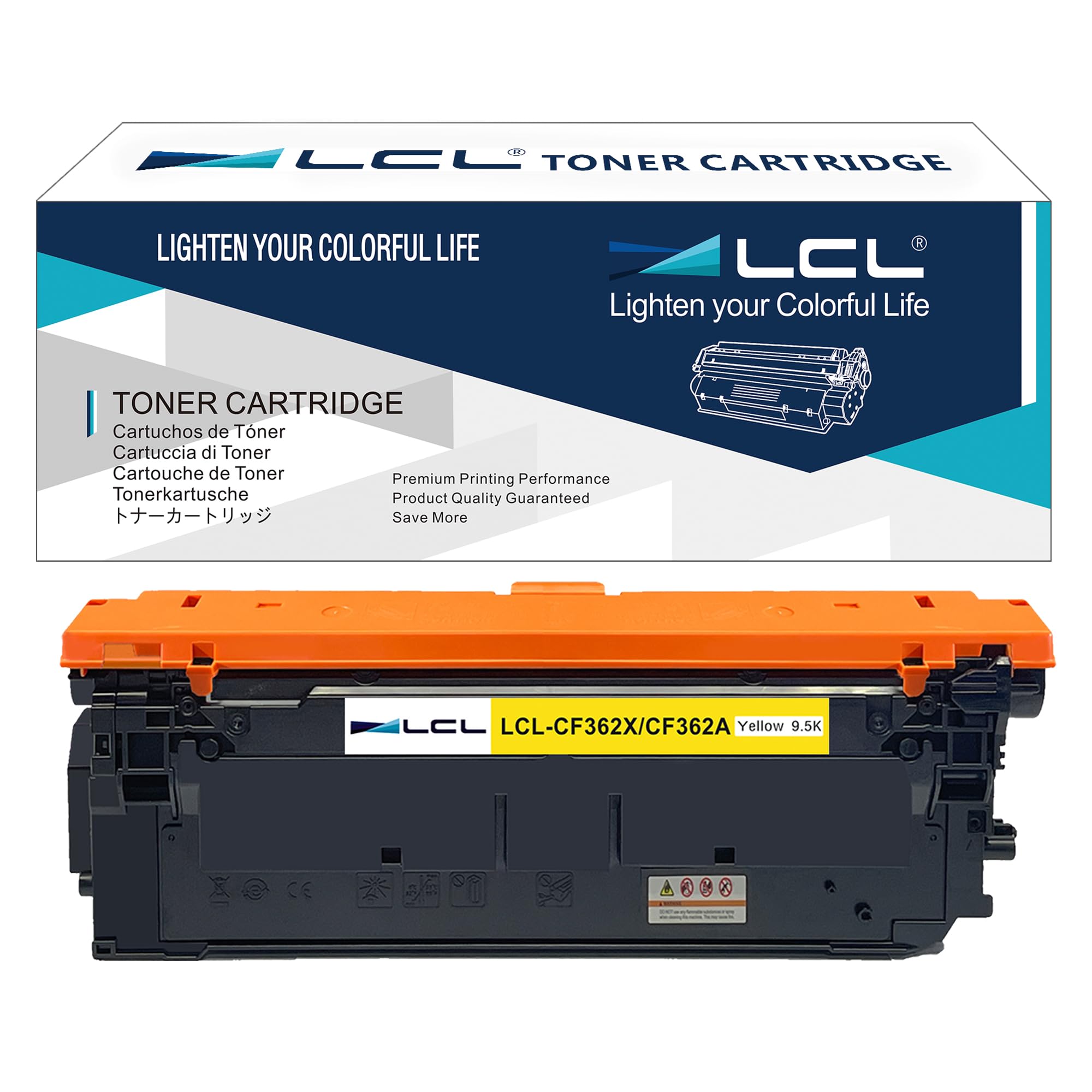 LCL Cartucce di Toner Rigenerate 508A 508X CF362A CF362X 9500 Pagine Giallo | Sostituzione per HP M553 Printer M577 Printer HP Color LaserJet Enterprise M552dn M553dn M553n M553x HP MFP M577Z(1-Pack)