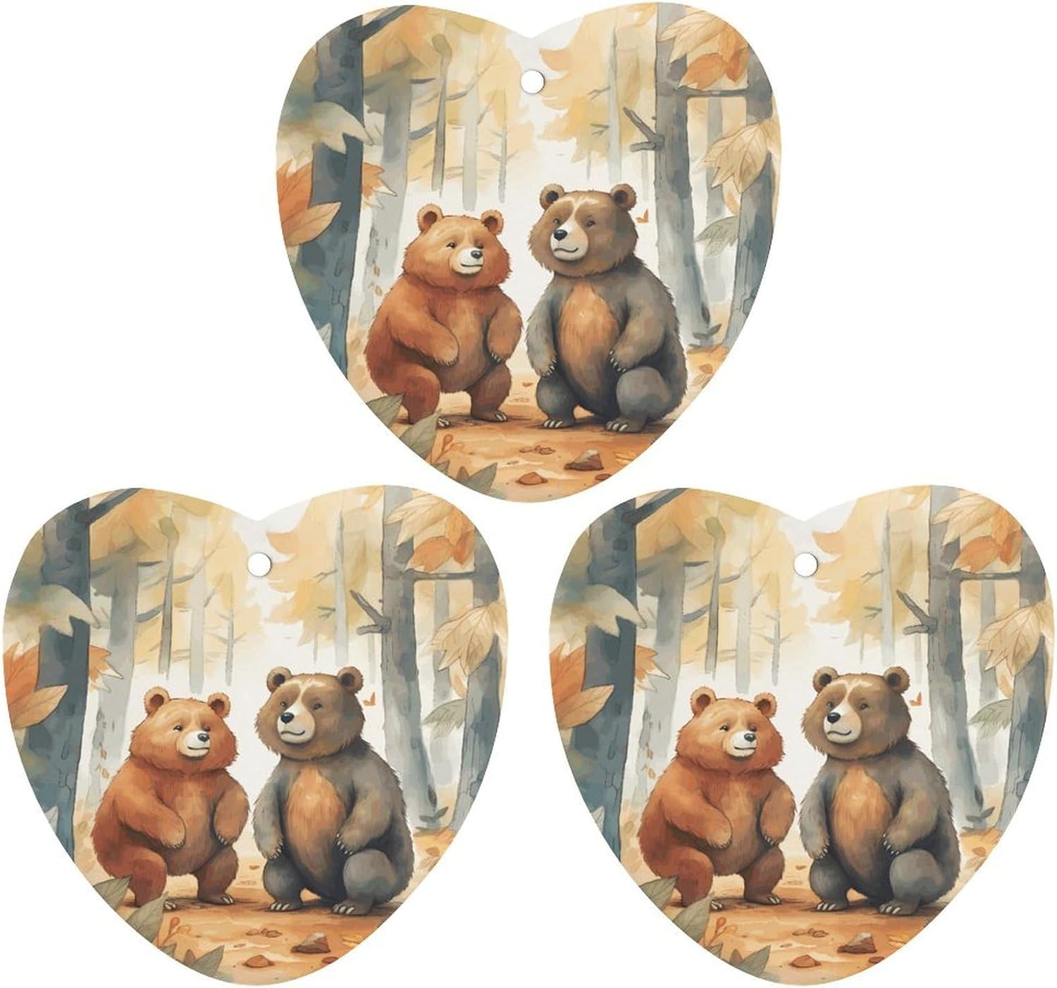 3PCS Bear in Woods Car Air Freshener Hanging Scented Cards Cute Gray Car Fresheners Long Lasting New Cars Scents for Women Men Natural Air Freshener with Lanyard Automotive Freshies