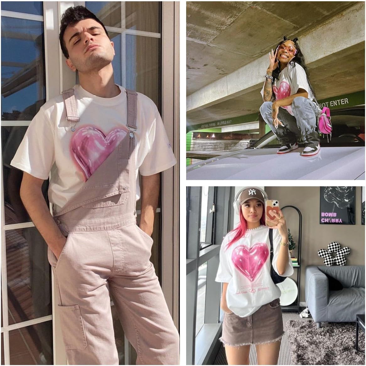 Vamtac Oversized Graphic Tees Vintage Love Balloon Printed Casual Streetwear Tops Summer Cotton T Shirts Y2k Unisex - Image 2