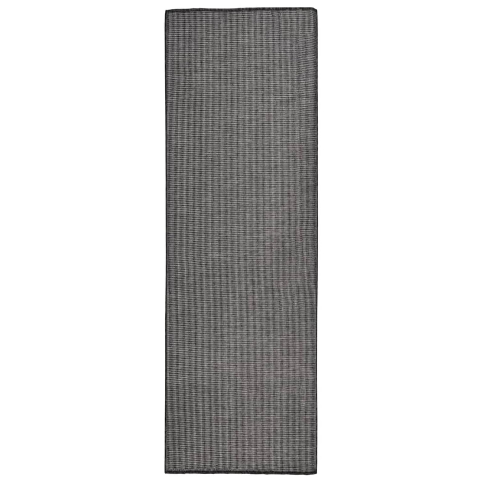 Tapis d'extérieur résistant aux UV et intempéries tissé à plat gris 80x250