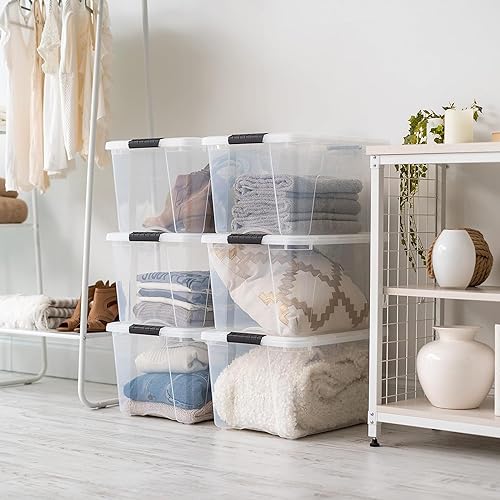 Vista 96 de IRIS USA - Caja de almacenamiento de plástico de 19 cuartos de galón con tapa y pestillos – Paquete de 4 – sin BPA, solución de organización