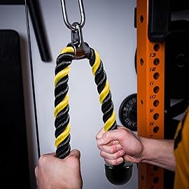 AWEFRANK Deluxe Tricep Rope Gym Rope Pull Down Cable Attachment, 27 & 36 Inch Rope Length, Easy to Grip & Non-Slip LAT Pulldown Attachments Workout Exercise Rope (Yellow)