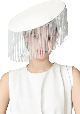 Coucoland Fascinators Hats for Women Flat Derby Tea Party Hat with Tassels | Church, Vintage Kentucky Hat, Long Tassel, Detachable Hair Clip Headband, Cocktail, Wedding, 1920s Gatsby Party, Halloween