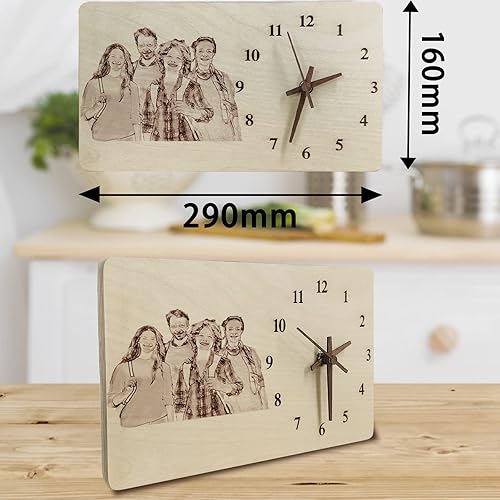 Miniatura 5 de Reloj de madera personalizado con foto, reloj de escritorio grabado con texto personalizado, reloj de pared para decoración de habitación, regalos