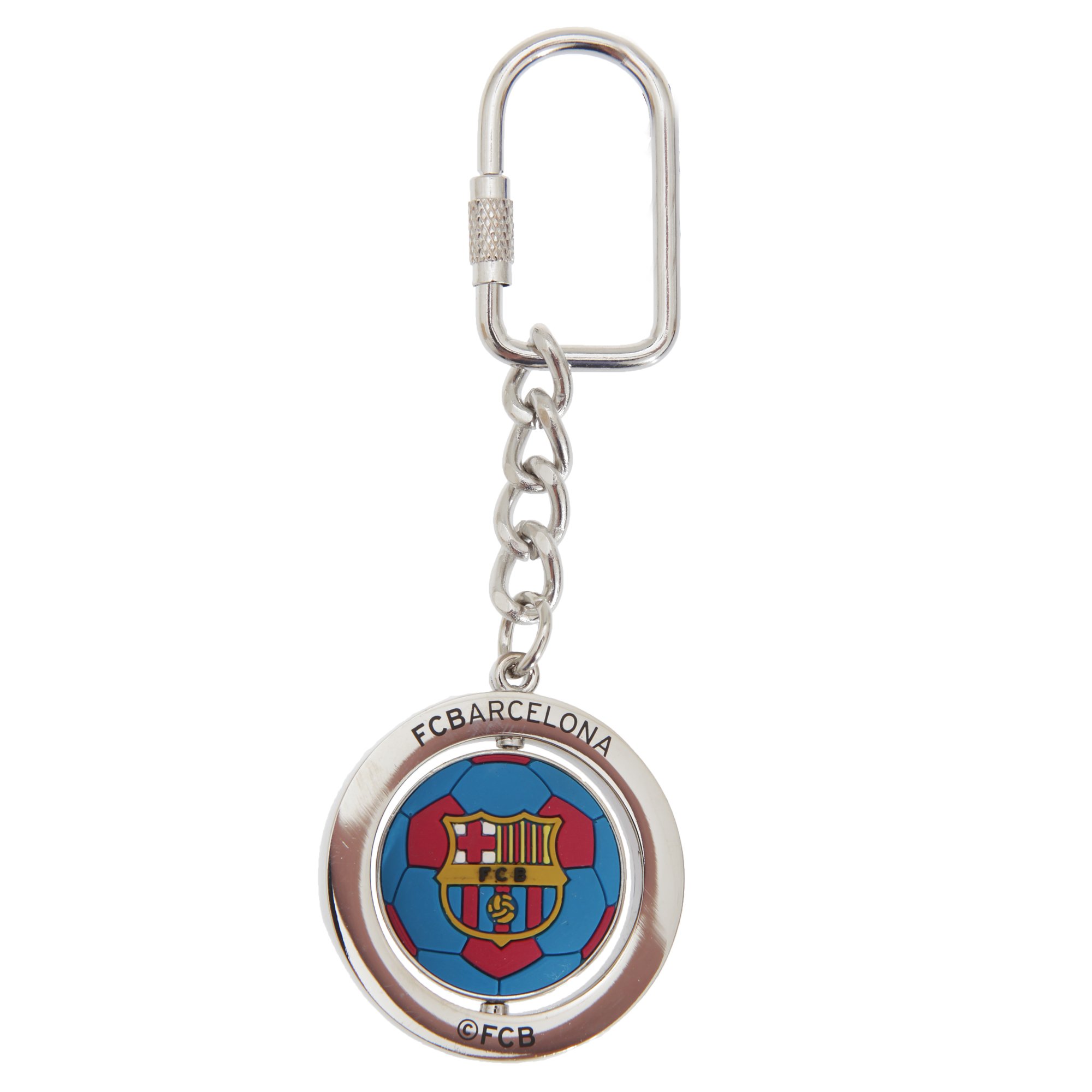 FC Barcelona Official Metal Football Spinner Keyring (One Size) (Silver/Blue)