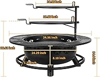 Vista 7 de Hykolity - Fogata para exteriores con rejilla, 32 pulgadas de acero resistente de combustión de madera para barbacoa con cubierta contra chispas
