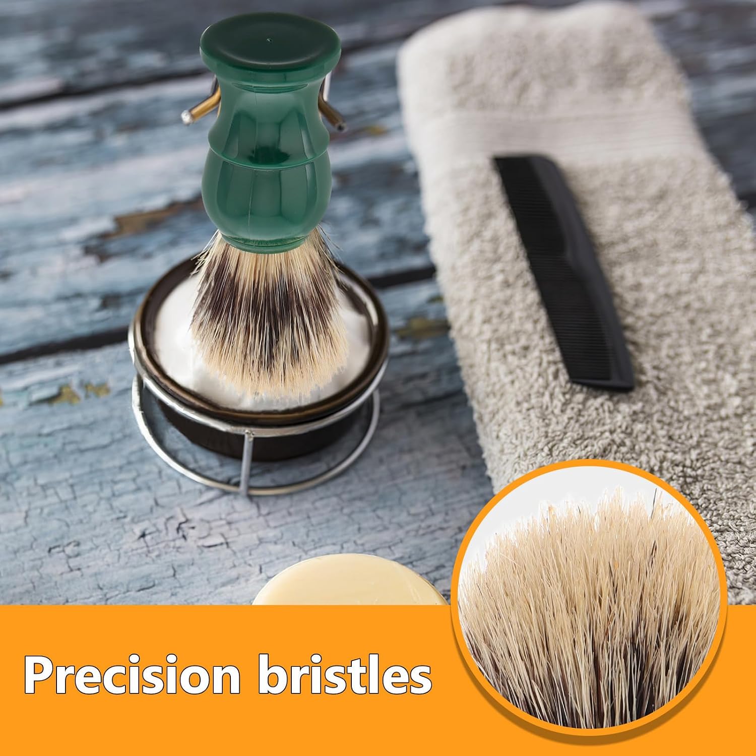 Men's Beard Styling Brush with Pig Mane Hair, Portable Grooming Shaving Brush for Men, Cleaning Pores, for Travel and Daily Beard Care