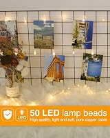 kolpop LED Fotófüzér Csipeszekkel - 5m 50 LED Meleg Fehér Fényfüzér Képek Kihelyezéséhez - Elemes Dekorációs Világítás Szobába, Esküvőre, Pa 2